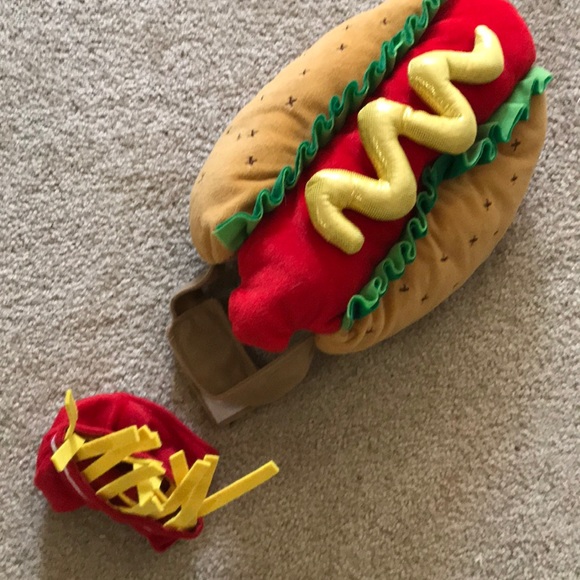 Dog Costume Hot Dog Fries Hat S/M Velcro Comfort - Picture 1 of 8